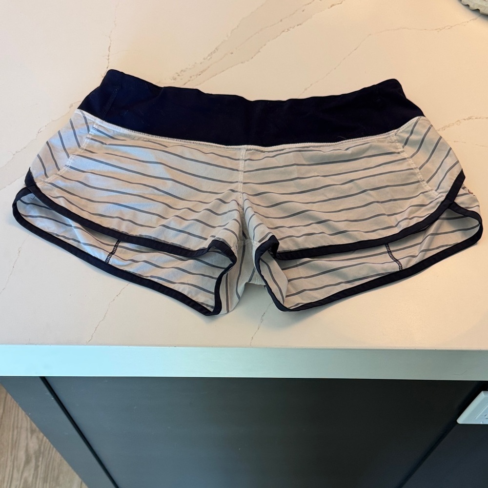 Lululemon Athletica Navy and Gray Striped Athletic Shorts
